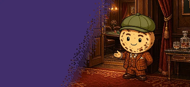 CrumBet casino mascotte in een klassieke casinozaal